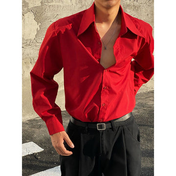 American Sexy Klein Blue Loose Shirts for Men Fashion Designer new Luxury Casual Solid Color Oversized Shirt Hawaiian